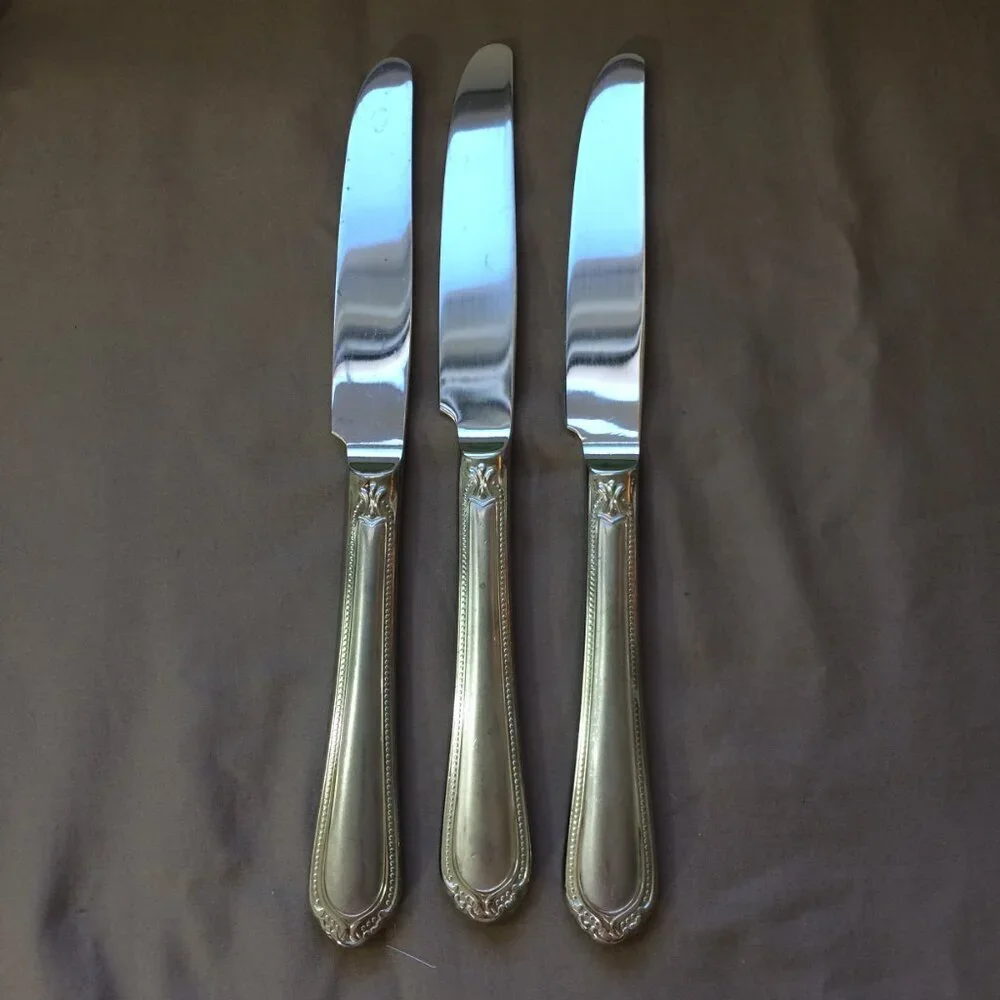 Hampton Silversmiths Vintage Flatware Lauren 3 Dinner Knives Stainless Korea 9 ½